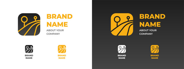 Abstract road logo with flowing line and curved route symbol. Modern vector design for travel app, navigation service, transport agency, logistics brand, highway project or digital map identity.