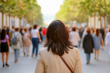 blurred for background. Crowd of people on the street. people walking on the city street. A blurry...