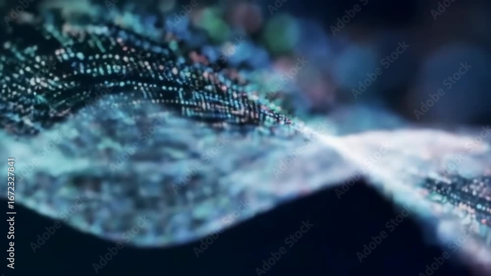 Poster abstract digital ocean of data visualization
