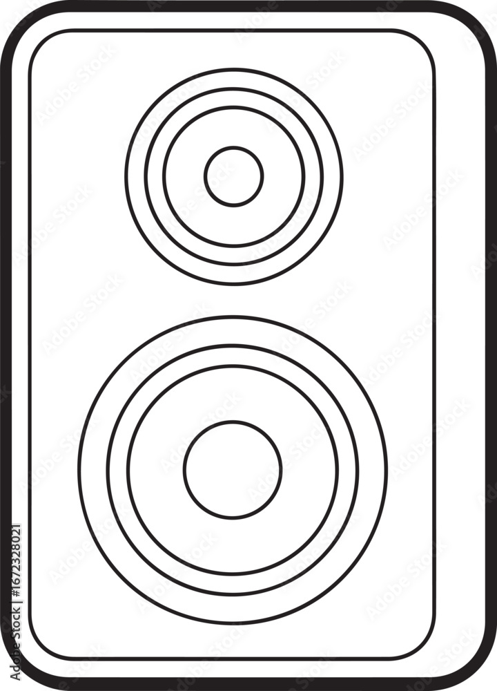 Aufkleber simple outline drawing of a two way speaker with concentric circles