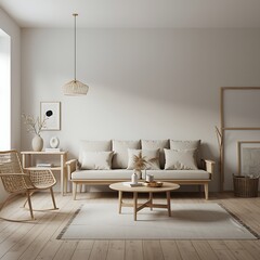 Cozy and Minimalist Living Room Interior Design with Natural Light and Warm Wooden Accents A Peaceful and Relaxing Home Environment