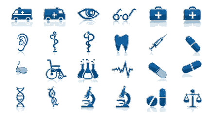 Collection of Blue Medical and Healthcare Icons
