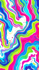 Fototapeta premium A vibrant and dynamic abstract design features swirling, colorful patterns in a mix of bright pinks, blues, greens, and yellows, with splashes of white accents, creating a lively and energetic mood.