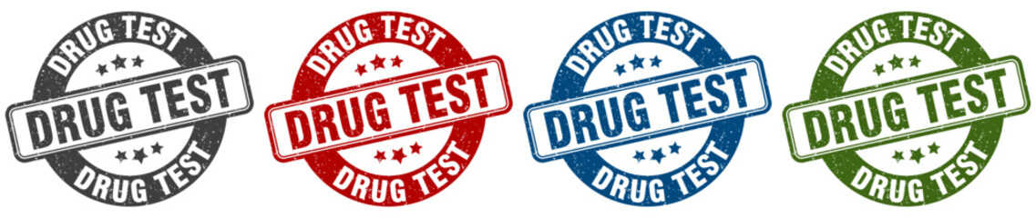 drug test stamp. drug test round stamp set isolated on white background