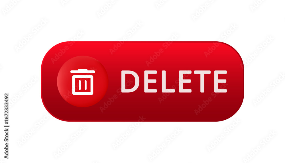 Aufkleber bright red button featuring a trash can icon for deleting or removing files or digital content easil