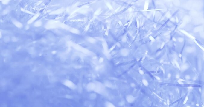 Blue Color Glitter Crinkle Raffia Close Up Video in 4K 60fps