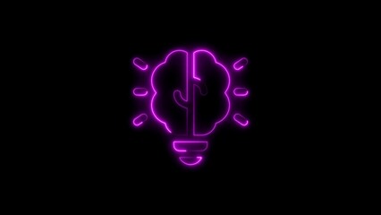 Glowing neon brain bulb depicting idea creativity innovation and bright thinking in concept
