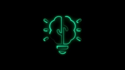 Glowing neon light bulb brain concept representing innovation and financial ideas