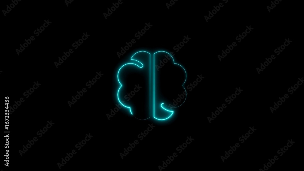 Poster glowing outline of a brain symbol representing intelligence and cognitive power