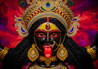 Goddess maa Kali face, Hindu festival Kali puja is a famous religious festival.