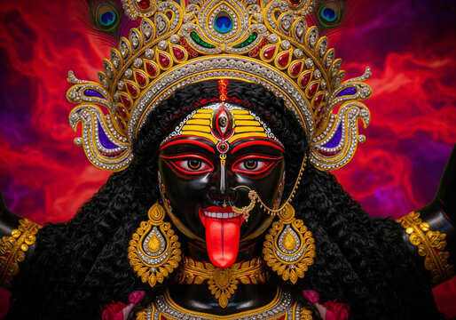 Goddess maa Kali face, Hindu festival Kali puja is a famous religious festival.