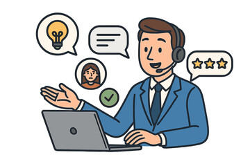 Understanding Customer Feedback Through Effective Communication Strategies in a Digital Environment, Customer Support Illustration, Business Communication Vector, Digital Communication Concept
