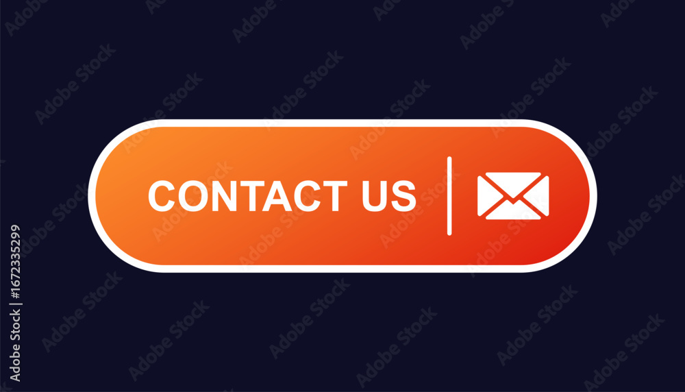 Aufkleber contact button with envelope icon in orange gradient for communication and customer interaction.