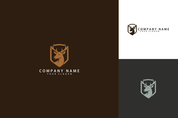 Sophisticated Deer Head Shield Logo for Premium Brands.