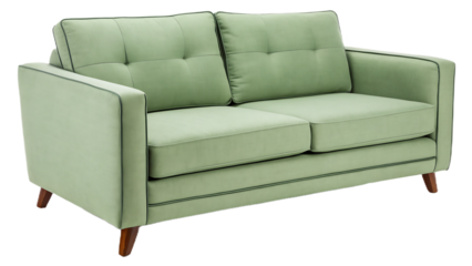 Light green two seater sofa isolated on transparent background