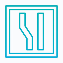 Straight And Narrow Road Sign Vector Icon, Isolated Vector Lineal Gradient Style Icon,