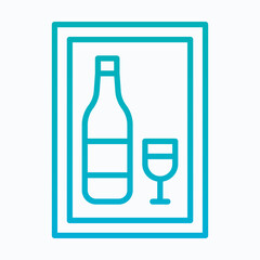 Wine Bottle And Glass Vector Icon, Isolated Vector Lineal Gradient Style Icon,