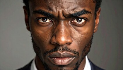 Fototapeta premium Close Up Portrait of a Focused Man with Intense Expression