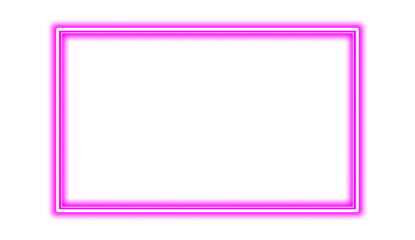 Pink neon rectangle shape frame. Vivid glowing pink border isolated on transparent background. Shine glow light electric red neon sign frame. Banner, Mockup, presentation, Design element, PNG