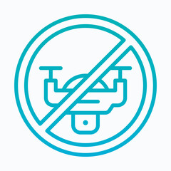 Drone Prohibited Sign, No Drone Allowed Vector Icon, Isolated Vector Lineal Gradient Style Icon,	
