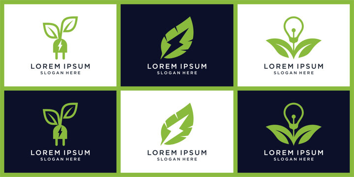 Eco friendly electrical logo design set