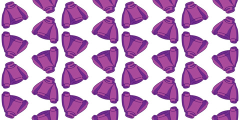 Seamless Cartoon Purple Sweater Pattern. Purple sweaters with turtlenecks in cartoon style. Flat seamless pattern on white background. © pepiyoinlo