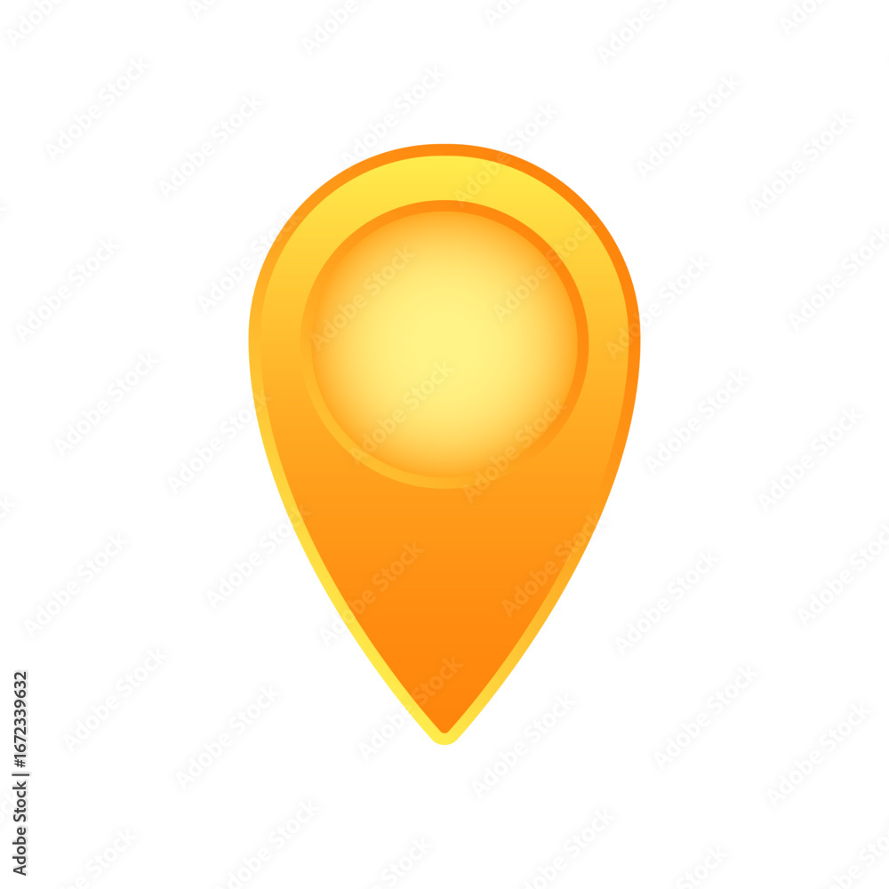 Poster bright orange location pin icon with a smooth gradient effect, featuring a circular center design.