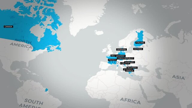 NATO Member Countries Shown On Europe Map Illustration