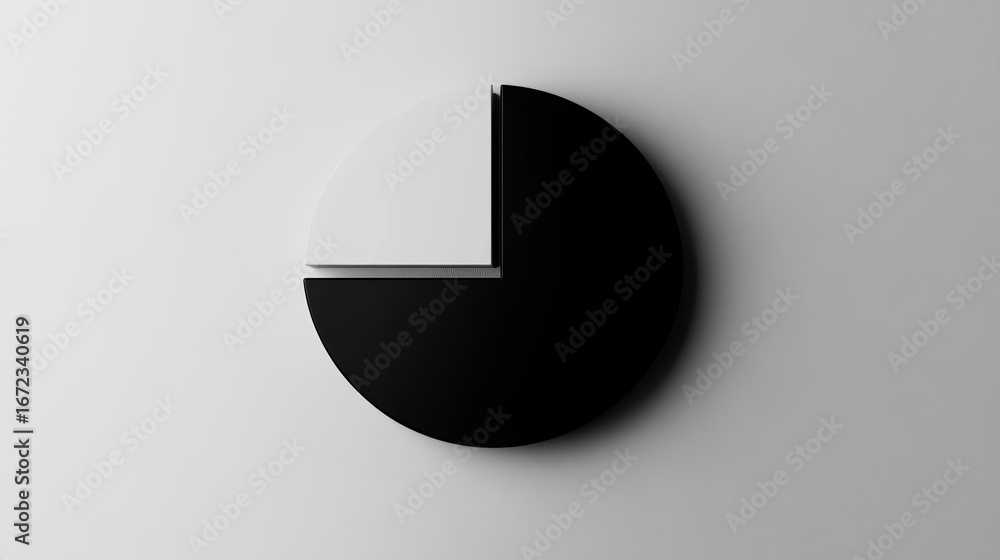 Poster minimalist black and white pie chart illustrating data visualization concepts.