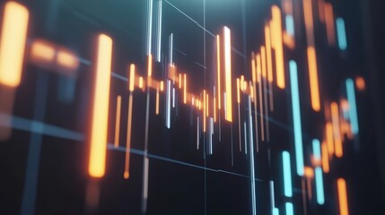 3D animated financial chart with glowing elements, ideal for business presentations or financial content.