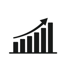 Illustration of a bar graph with an upwardpointing arrow isolated on white background, symbolizing growth and progress in business, finance, or any field where datadriven analysis is essential for suc