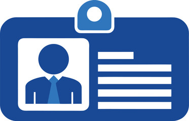 Blue and white worker id card with barcode vector graphic for general use