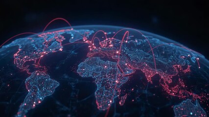Global communication technology and world network conection. Digital data network and modern business and technology concept 4k video - Powered by Adobe