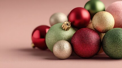 Cheerful Collection of Colorful Christmas Baubles with Glossy and Matte Finishes for Enchanting Holiday Displays and Seasonal Charm