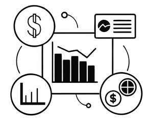 hand drawing business graph,  financial data infographic charts and graphs