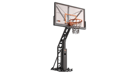 Modern basketball hoop with a large, flat backboard