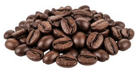 Close-up of Roasted Coffee Beans on a Black Background coffee seeds caffeine isolated on a transparent background