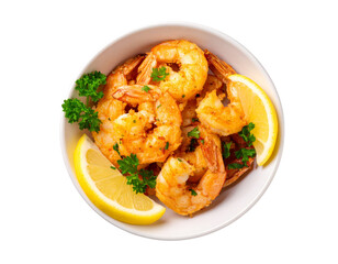 Dynamic Action Shot of Fried Shrimp Tossed in Air, Isolated