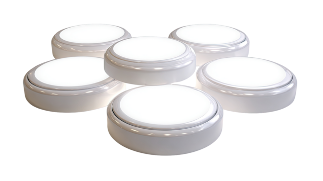 Six small, round, white lights clustered together