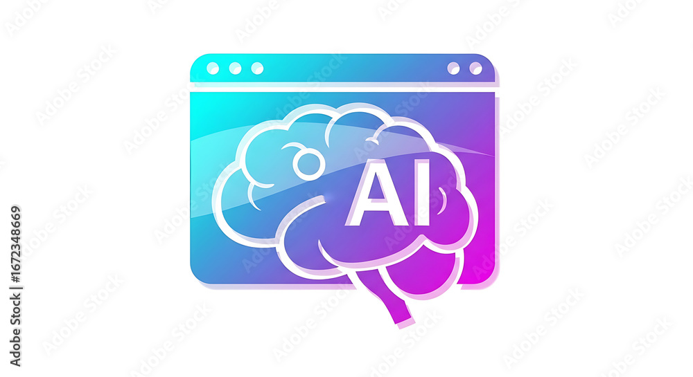 Aufkleber a gradient background with a brain and the letters ai in the center of the brain illustration ai gen