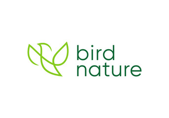 abstract leaf bird logo. falcon dove eagle design icon concept