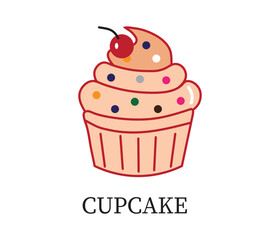 Cupcake vector icon isolated on a white background. Vector illustration