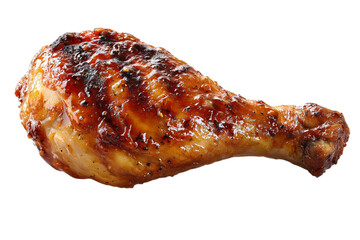 a juicy, grilled chicken leg against an isolated on a transparent background in PNG format.