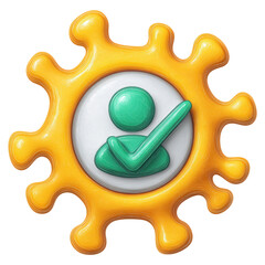 Obraz premium Virus badge icon security checkmark approval user profile serene and clean design emphasizes safety and trust in digital health verification