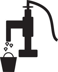 Water hand pump illustration, rural water supply vector design