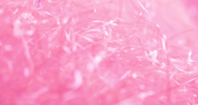 Pink Color Glitter Crinkle Raffia Close Up Video in 4K 60fps