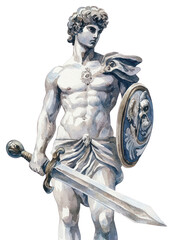Obraz premium PNG An ancient greek weapon man art illustrated.