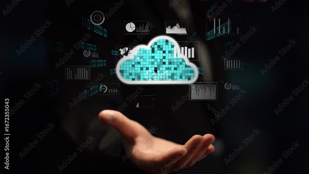 Poster cloud computing, cloud strategy, and cloud technology transforming digital infrastructure with scala