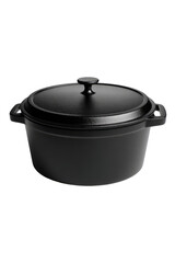 Oval black cast iron Dutch oven with lid