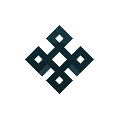 Fototapeta premium Abstract geometric pattern design dark teal white square shapes